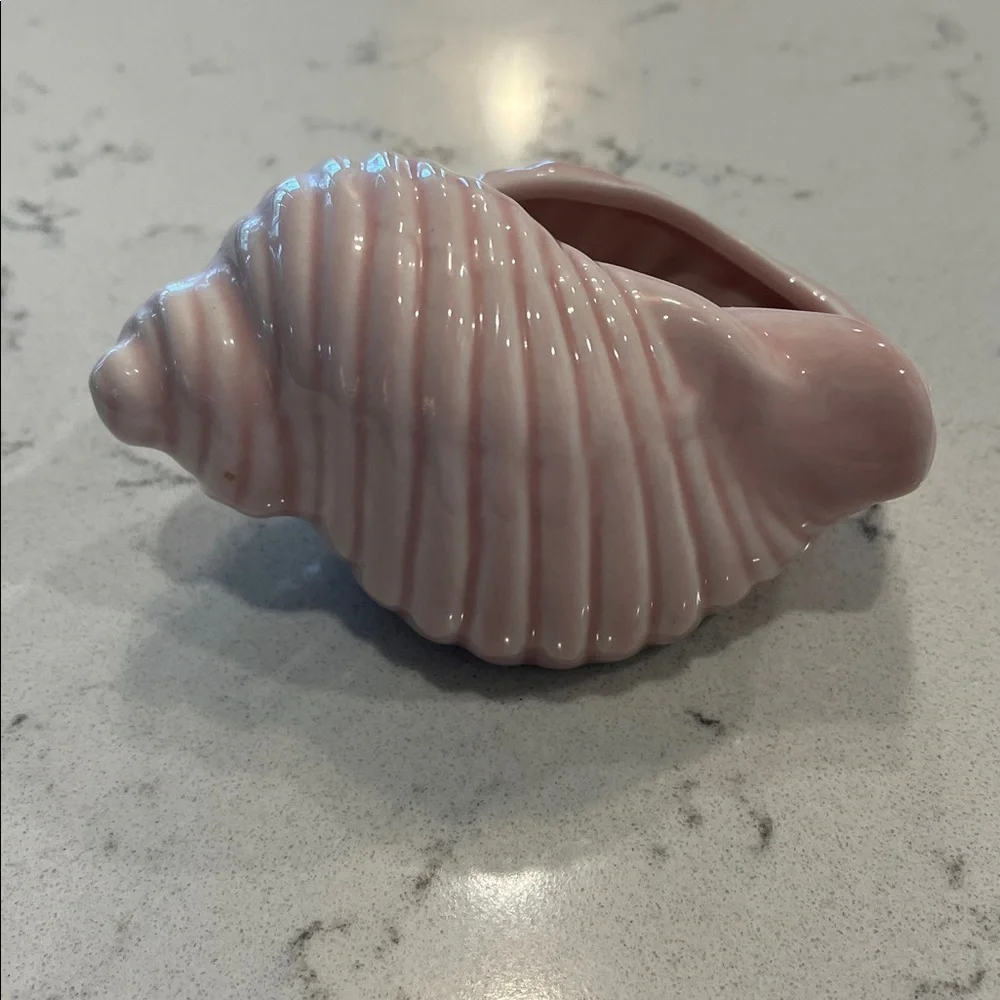 Pink Ceramic Conch Shell Accent